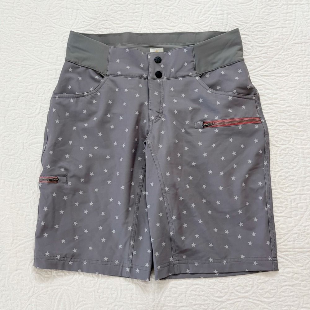 Shredly Women's All Time Snap Mid-Rise‎ MTB Shorts 11" Inseam, Clay Stars Sz 4